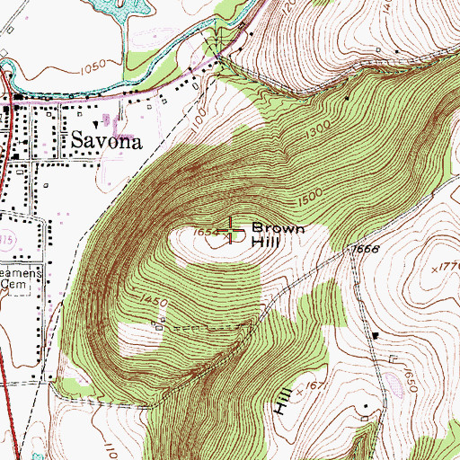 Topographic Map of Brown Hill, NY