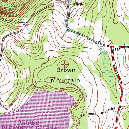 Topographic Map of Brown Mountain, NY