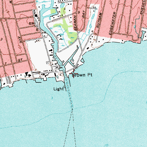 Topographic Map of Brown Point, NY
