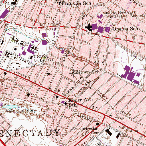 Topographic Map of Brown School, NY