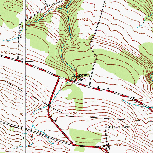 Topographic Map of Brown School, NY