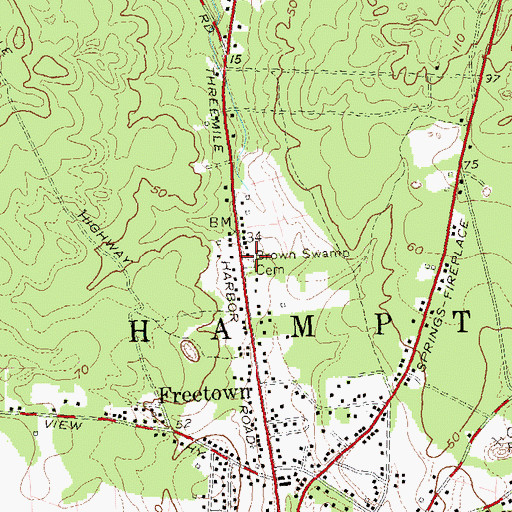 Topographic Map of Round Swamp Cemetery, NY