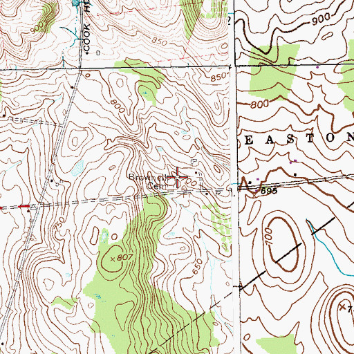 Topographic Map of Brownell Cemetery, NY