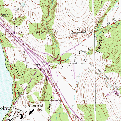 Topographic Map of Browns Creek, NY