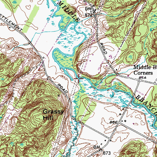 Topographic Map of Browns Creek, NY