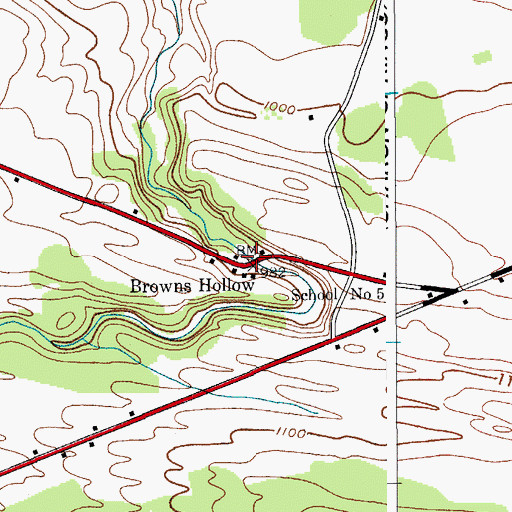 Topographic Map of Browns Hollow, NY