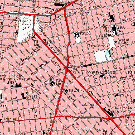 Topographic Map of Brownsville, NY