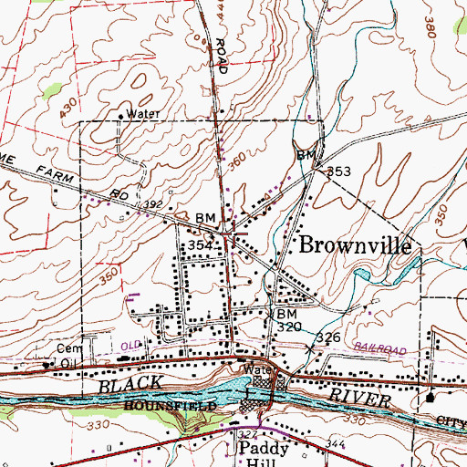 Topographic Map of Brownville, NY