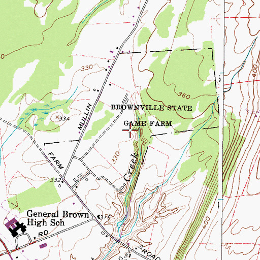 Topographic Map of Brownville State Game Farm, NY