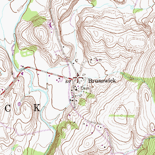 Topographic Map of Brunswick, NY