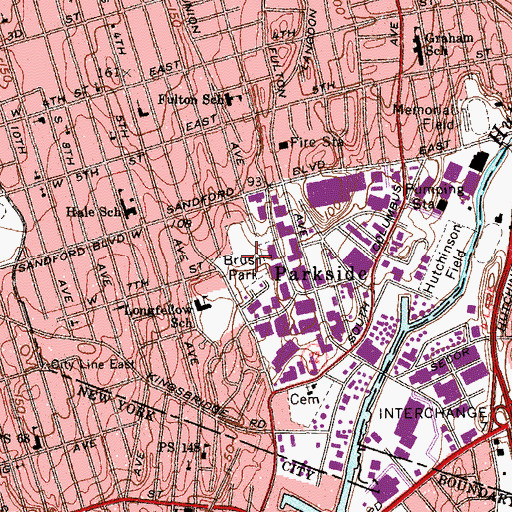 Topographic Map of Brush Memorial Park, NY