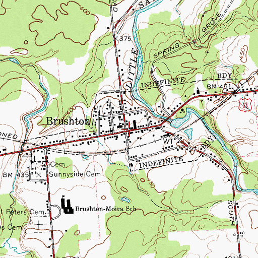 Topographic Map of Brushton, NY