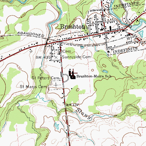 Topographic Map of Brushton-Moira School, NY