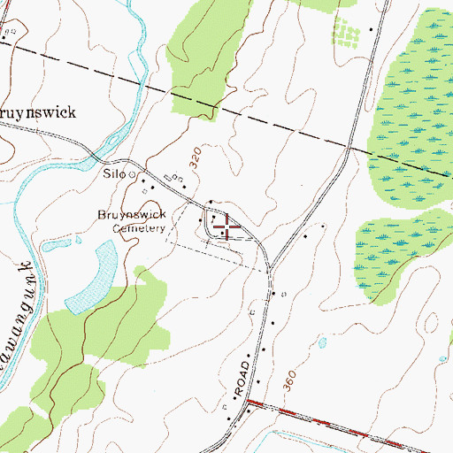 Topographic Map of Bruynswick Rural Cemetery, NY