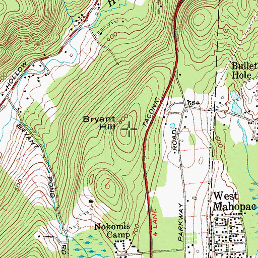 Topographic Map of Bryant Hill, NY