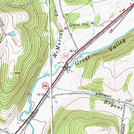 Topographic Map of Bryant Hill Creek, NY