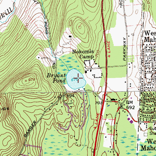 Topographic Map of Bryant Pond, NY