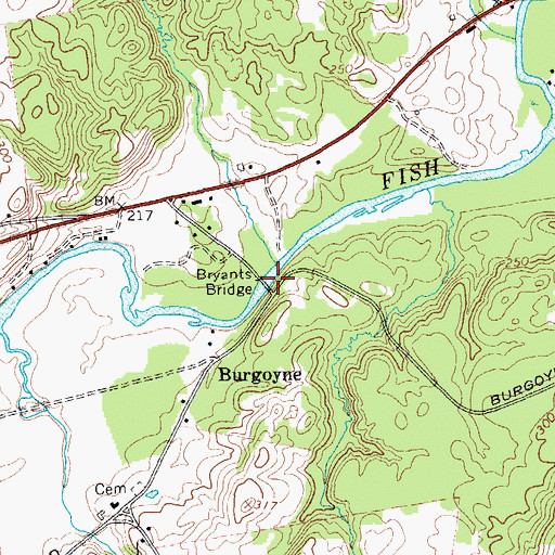 Topographic Map of Bryants Bridge, NY