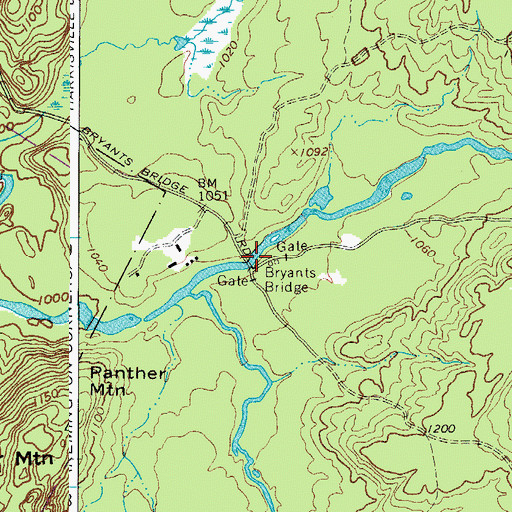 Topographic Map of Bryants Bridge, NY