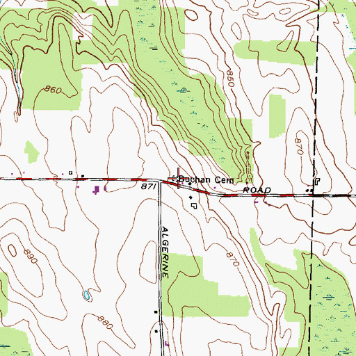 Topographic Map of Buchan Cemetery, NY