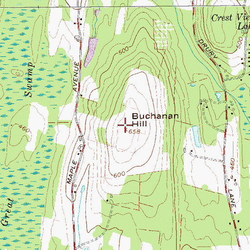 Topographic Map of Buchanan Hill, NY