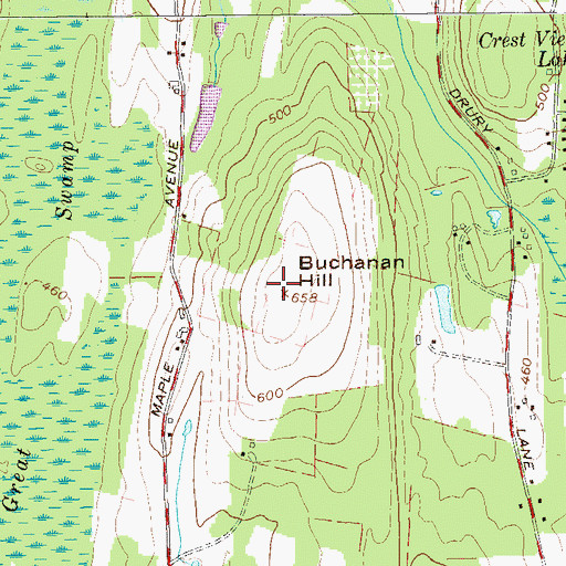 Topographic Map of Buchanan Hill, NY