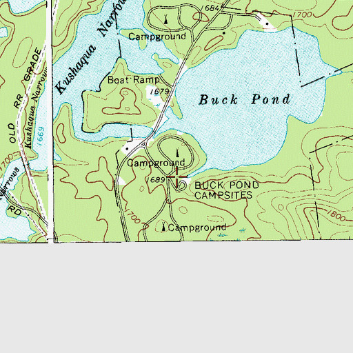 Topographic Map of Buck Pond Campsites, NY