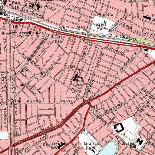Topographic Map of William L Buck Elementary School, NY