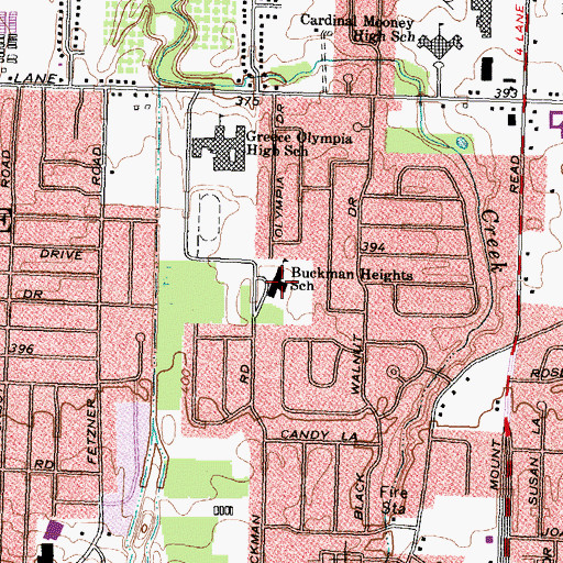 Topographic Map of Buckman Heights Elementary School, NY