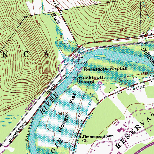 Topographic Map of Bucktooth Island, NY