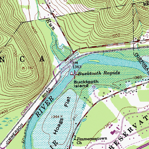 Topographic Map of Bucktooth Rapids, NY