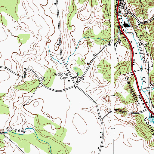 Topographic Map of Budlong Cemetery, NY