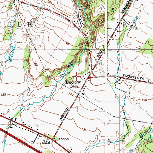 Topographic Map of Budlong Cemetery, NY