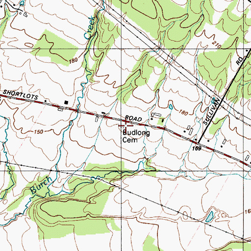 Topographic Map of Budlong Cemetery, NY