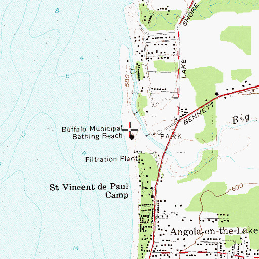 Topographic Map of Buffalo Municipal Bathing Beach, NY