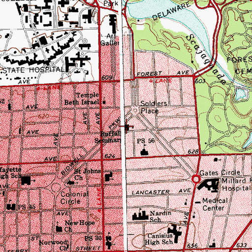 Topographic Map of Buffalo Seminary, NY