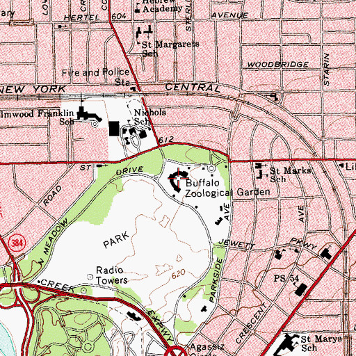 Topographic Map of Buffalo Zoological Garden, NY