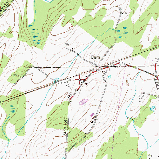 Topographic Map of Bull Cemetery, NY