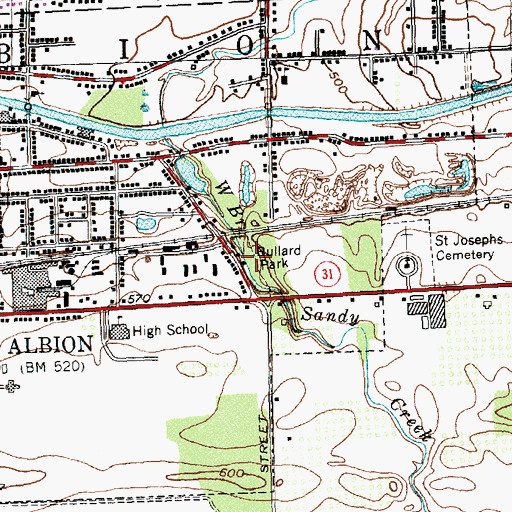 Topographic Map of Bullard Park, NY