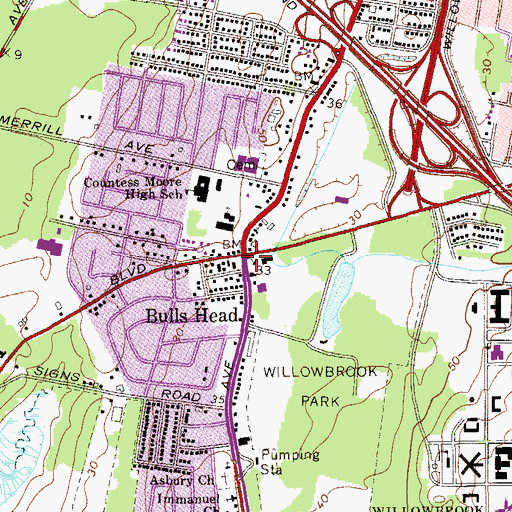 Topographic Map of Bulls Head, NY