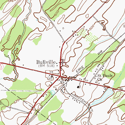 Topographic Map of Bullville, NY