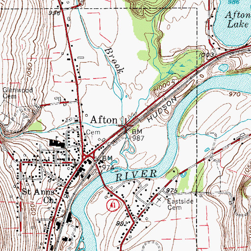 Topographic Map of Bumps Creek, NY