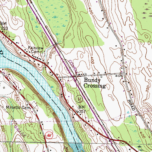 Topographic Map of Bundy Crossing, NY