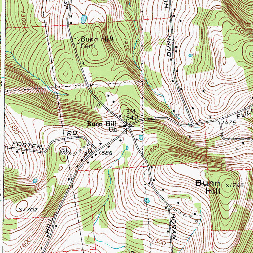 Topographic Map of Bunn Hill Church, NY