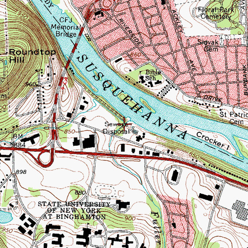 Topographic Map of Bunn Hill Creek, NY