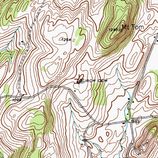 Topographic Map of Burch Cemetery, NY