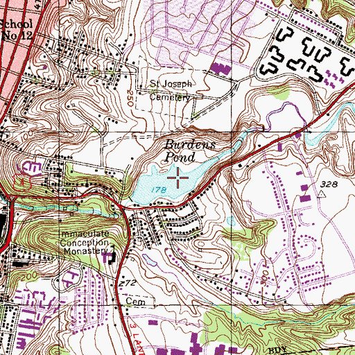 Topographic Map of Burdens Pond, NY
