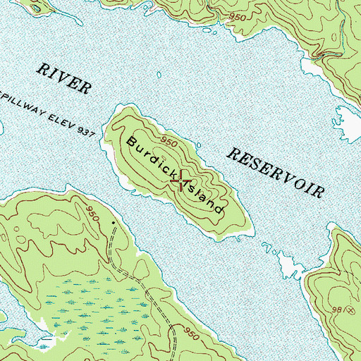 Topographic Map of Burdick Island, NY