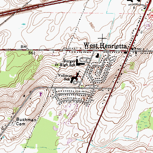 Topographic Map of Henry V Burger Middle School, NY
