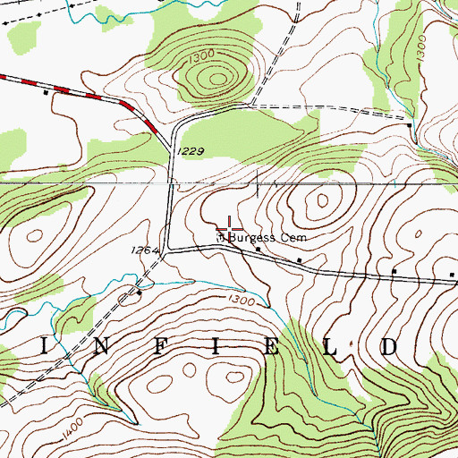 Topographic Map of Burgess Cemetery, NY